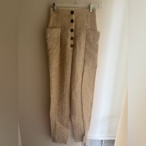 Joshua Jeffrey Millard High Waist Linen Pants Size 2 Beige NWOT RARE RUNWAY